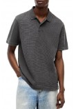 TOMMY JEANS  REG WASHED WAFFLE POLO T-SHIRT ΜΠΛΟΥΖΑ ΑΝΔΡΙΚΗ WASHED BLACK