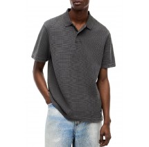 TOMMY JEANS  REG WASHED WAFFLE POLO T-SHIRT ΜΠΛΟΥΖΑ ΑΝΔΡΙΚΗ WASHED BLACK