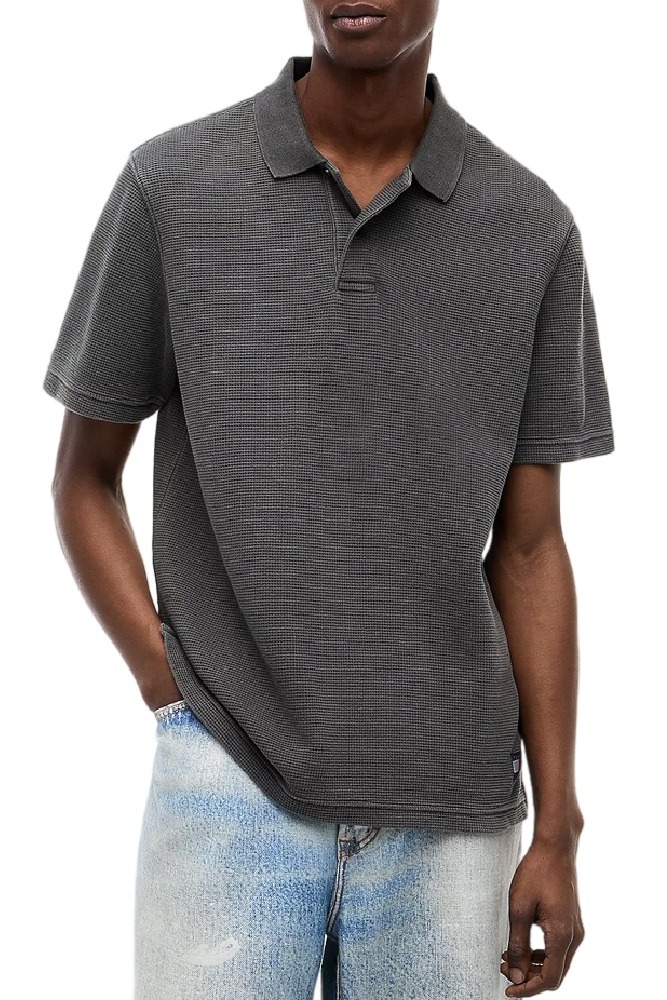 TOMMY JEANS  REG WASHED WAFFLE POLO T-SHIRT ΜΠΛΟΥΖΑ ΑΝΔΡΙΚΗ WASHED BLACK