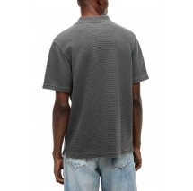 TOMMY JEANS  REG WASHED WAFFLE POLO T-SHIRT ΜΠΛΟΥΖΑ ΑΝΔΡΙΚΗ WASHED BLACK