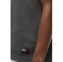 TOMMY JEANS  REG WASHED WAFFLE POLO T-SHIRT ΜΠΛΟΥΖΑ ΑΝΔΡΙΚΗ WASHED BLACK