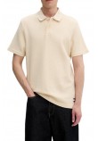 TOMMY JEANS  REG WASHED WAFFLE POLO T-SHIRT ΜΠΛΟΥΖΑ ΑΝΔΡΙΚΗ BEIGE