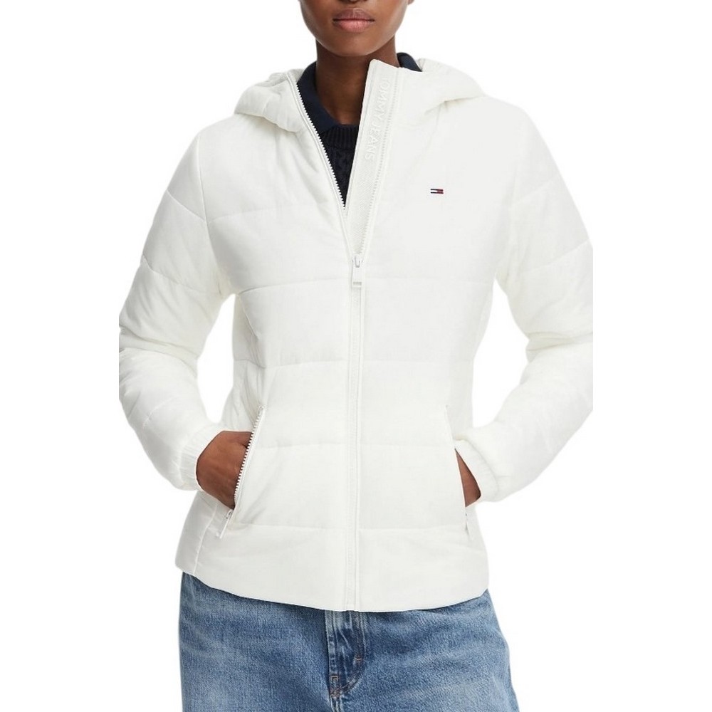 TOMMY JEANS SLIM LW HOODED PADDED JACKET ΜΠΟΥΦΑΝ ΓΥΝΑΙΚΕΙΟ WHITE