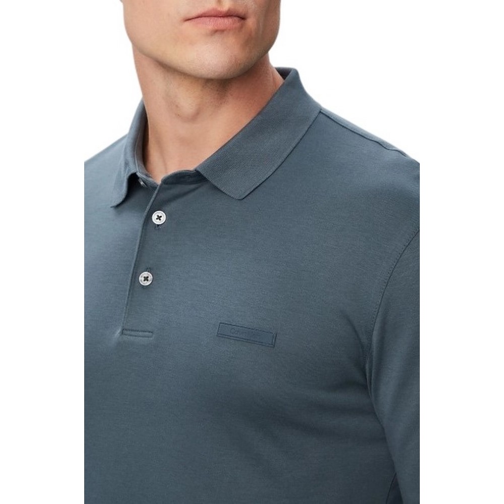 CALVIN KLEIN SLIM SUPIMA LOGO PATCH POLO T-SHIRT ΜΠΛΟΥΖΑ ΑΝΔΡΙΚΗ BLUE GREY