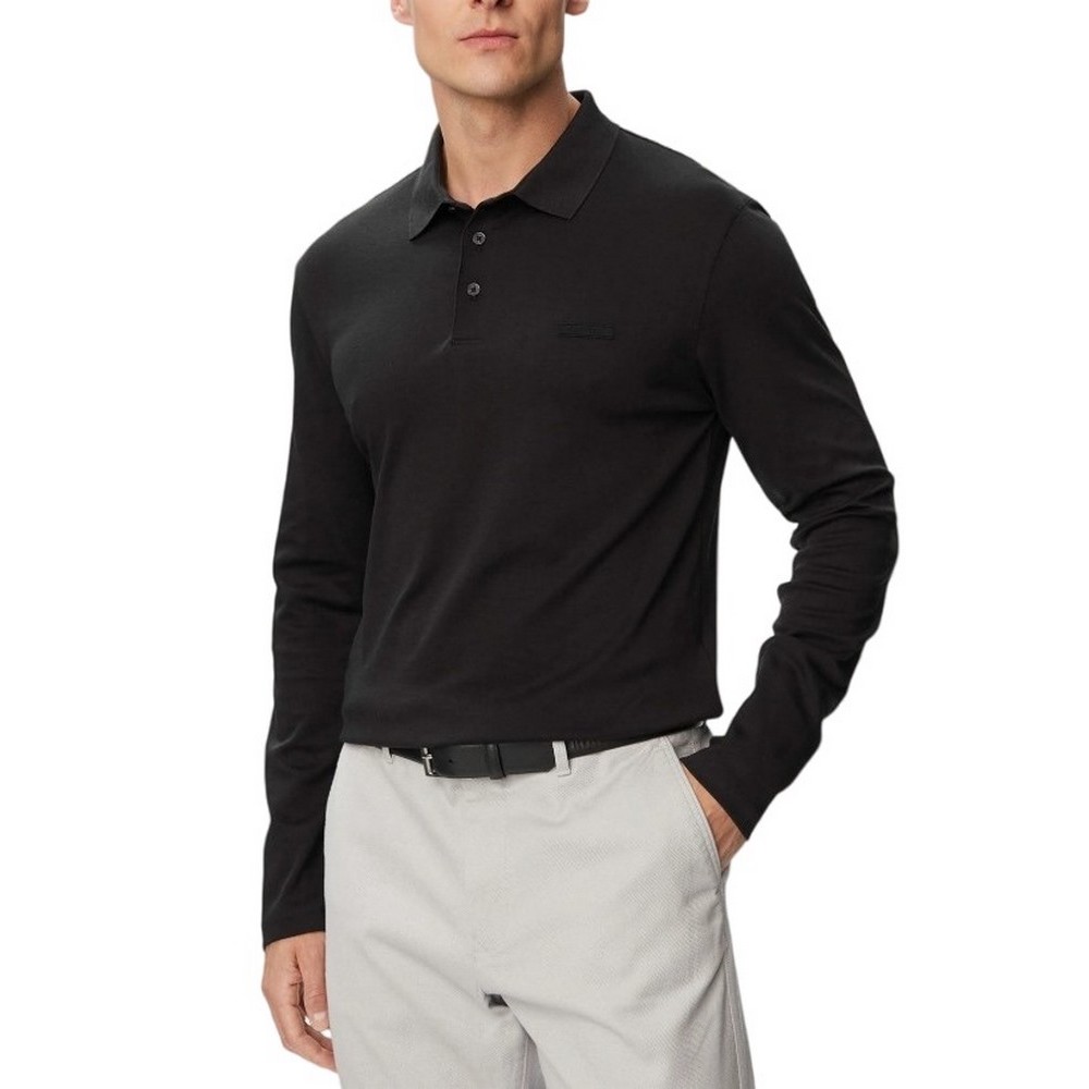 CALVIN KLEIN SLIM SUPIMA LOGO PATCH POLO T-SHIRT ΜΠΛΟΥΖΑ ΑΝΔΡΙΚΗ BLACK