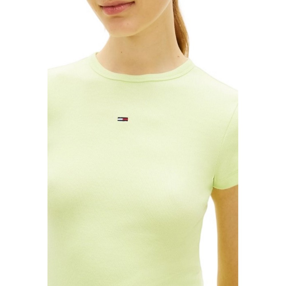 TOMMY JEANS MINI BODYCON RIB DRESS ΦΟΡΕΜΑ ΓΥΝΑΙΚΕΙΟ LIME