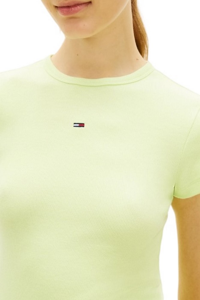 TOMMY JEANS MINI BODYCON RIB DRESS ΦΟΡΕΜΑ ΓΥΝΑΙΚΕΙΟ LIME