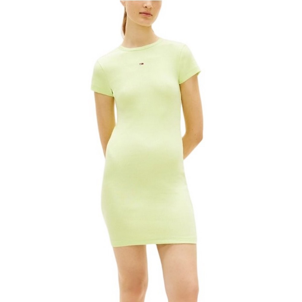 TOMMY JEANS MINI BODYCON RIB DRESS ΦΟΡΕΜΑ ΓΥΝΑΙΚΕΙΟ LIME