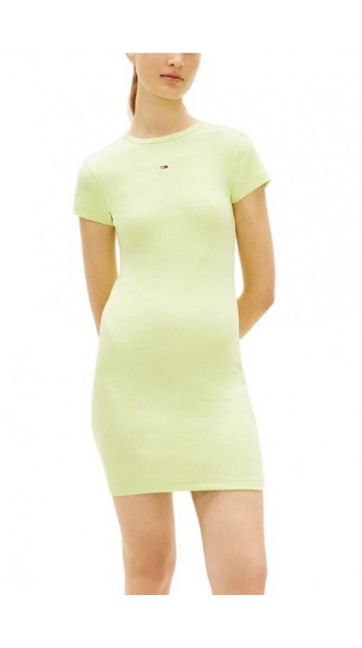 TOMMY JEANS MINI BODYCON RIB DRESS ΦΟΡΕΜΑ ΓΥΝΑΙΚΕΙΟ LIME