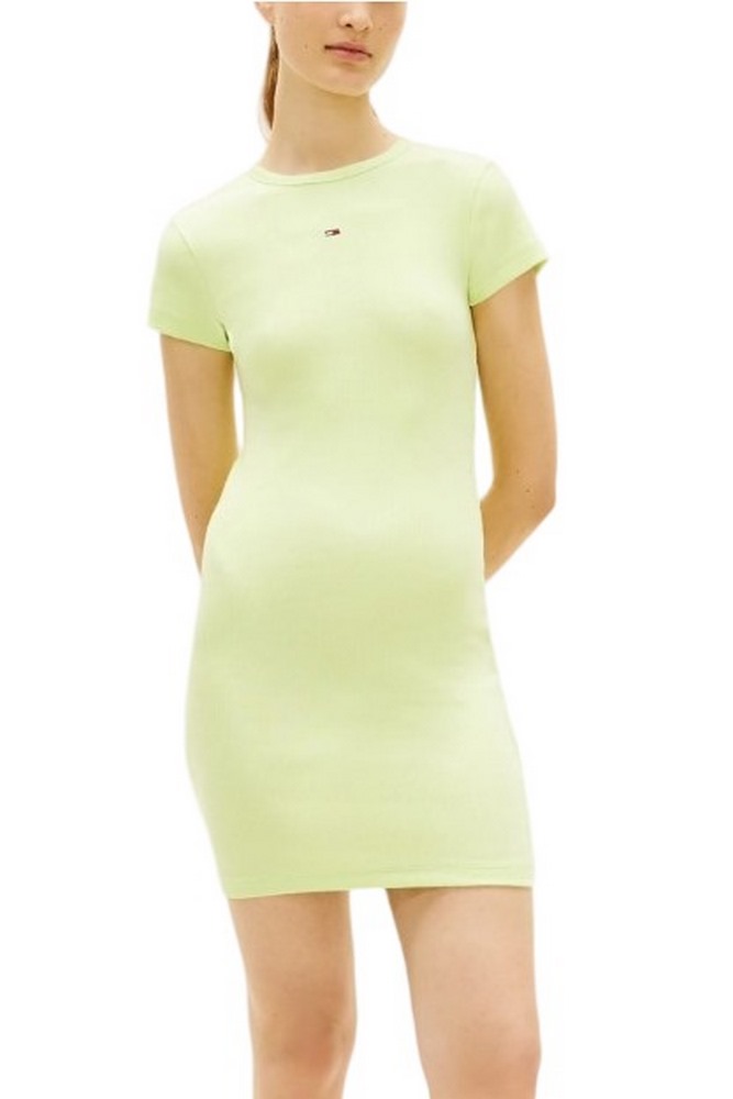 TOMMY JEANS MINI BODYCON RIB DRESS ΦΟΡΕΜΑ ΓΥΝΑΙΚΕΙΟ LIME