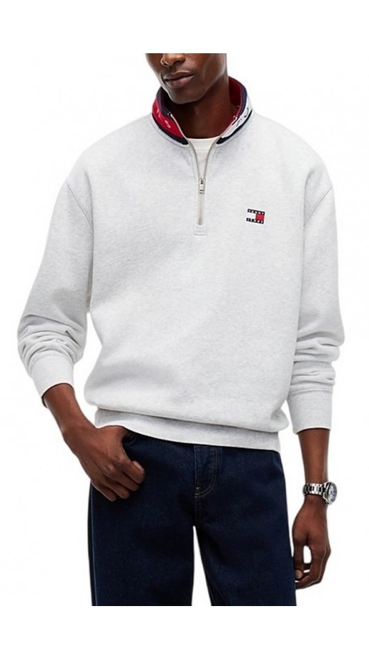 TOMMY JEANS RLX BRANDED COLLAR QZ EXT ΜΠΛΟΥΖΑ ΦΟΥΤΕΡ ΑΝΔΡΙΚΗ GREY