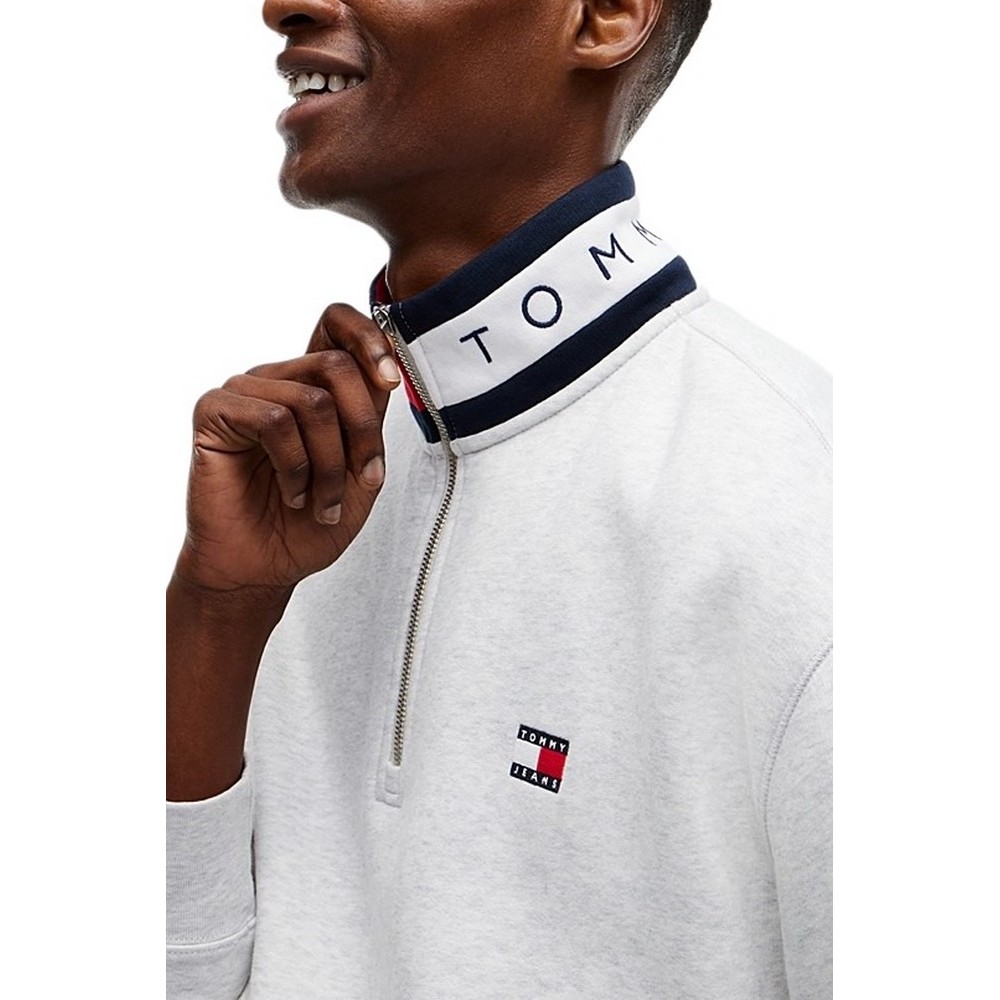 TOMMY JEANS RLX BRANDED COLLAR QZ EXT ΜΠΛΟΥΖΑ ΦΟΥΤΕΡ ΑΝΔΡΙΚΗ GREY