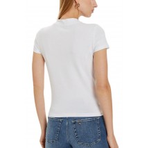 GUESS MOCK NECK ALL OVER 4G TEE T-SHIRT ΜΠΛΟΥΖΑ ΓΥΝΑΙΚΕΙΑ WHITE
