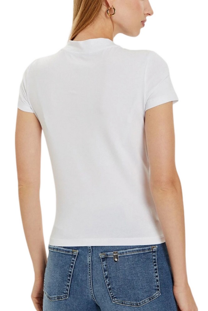 GUESS MOCK NECK ALL OVER 4G TEE T-SHIRT ΜΠΛΟΥΖΑ ΓΥΝΑΙΚΕΙΑ WHITE