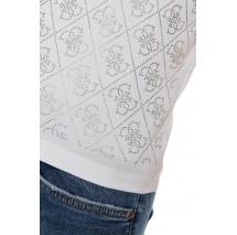 GUESS MOCK NECK ALL OVER 4G TEE T-SHIRT ΜΠΛΟΥΖΑ ΓΥΝΑΙΚΕΙΑ WHITE