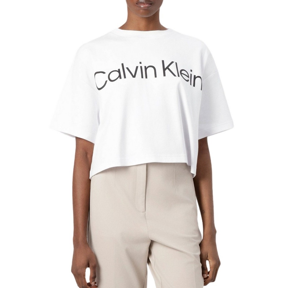 CALVIN KLEIN JEANS A BOXY LOGO GRAPHIC T-SHIRT ΜΠΛΟΥΖΑ ΓΥΝΑΙΚΕΙΑ BRIGHT WHITE