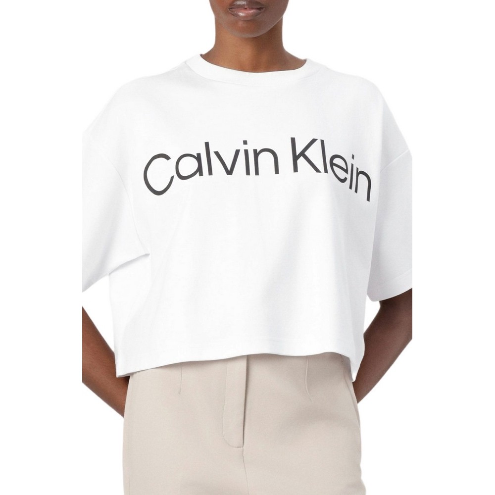 CALVIN KLEIN JEANS A BOXY LOGO GRAPHIC T-SHIRT ΜΠΛΟΥΖΑ ΓΥΝΑΙΚΕΙΑ BRIGHT WHITE