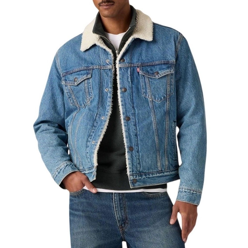 LEVIS TYPE 3 SHERPA TRUCKER WORN IN ΜΠΟΥΦΑΝ ΤΖΙΝ ΑΝΔΡΙΚΟ BLUΕ DENIM