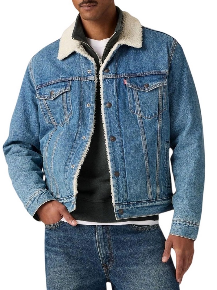 LEVIS TYPE 3 SHERPA TRUCKER WORN IN ΜΠΟΥΦΑΝ ΤΖΙΝ ΑΝΔΡΙΚΟ BLUΕ DENIM