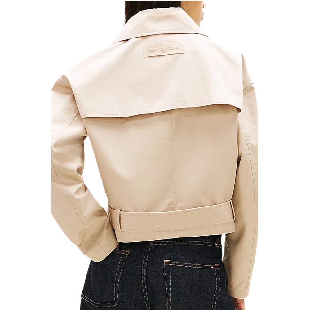 TOMMY JEANS SHORT TRENCH COAT ΜΠΟΥΦΑΝ ΓΥΝΑΙΚΕΙΟ BEIGE