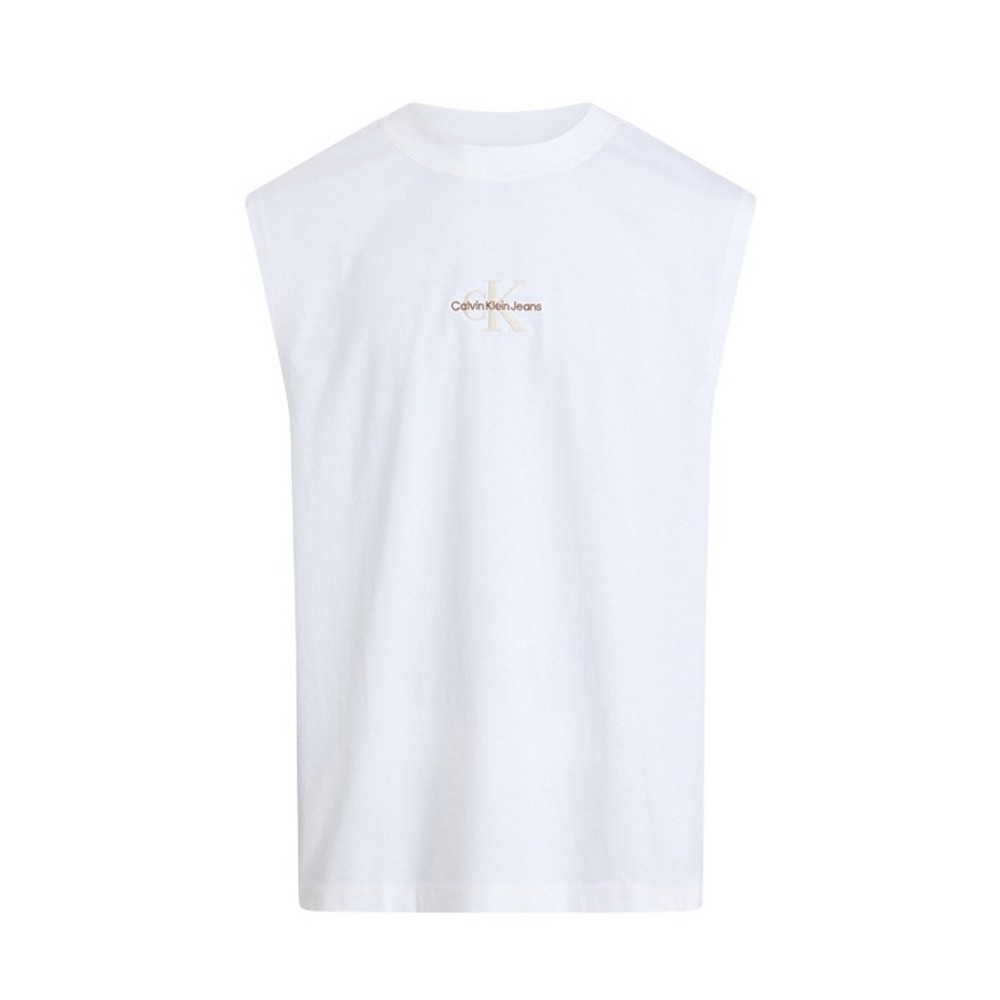 CALVIN KLEIN JEANS MONOLOGO SLEEVELESS TEE T-SHIRT ΜΠΛΟΥΖΑ ΑΝΔΡΙΚΗ BRIGHT WHITE