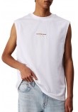 CALVIN KLEIN JEANS MONOLOGO SLEEVELESS TEE T-SHIRT ΜΠΛΟΥΖΑ ΑΝΔΡΙΚΗ BRIGHT WHITE