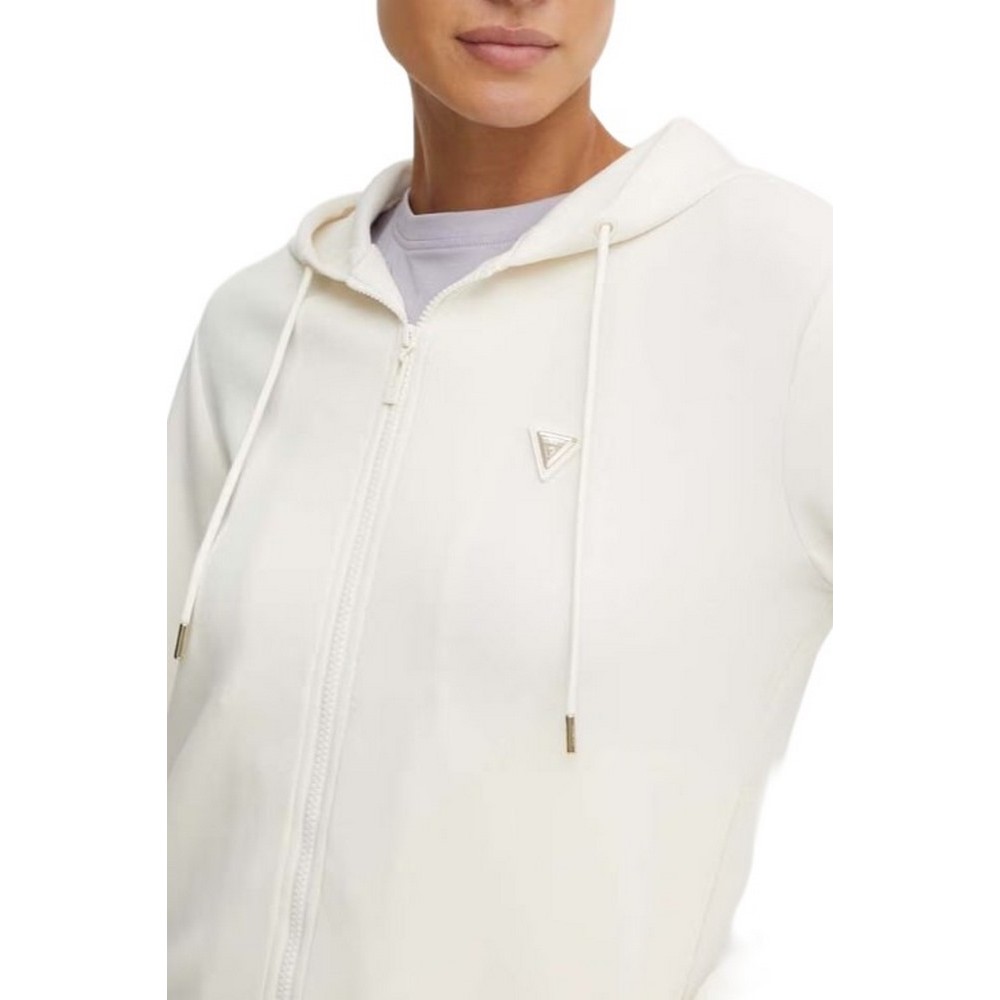 GUESS OLYMPE FULL ZIP HOODIE ΖΑΚΕΤΑ ΦΟΥΤΕΡ ΓΥΝΑΙΚΕΙΑ OFF WHITE