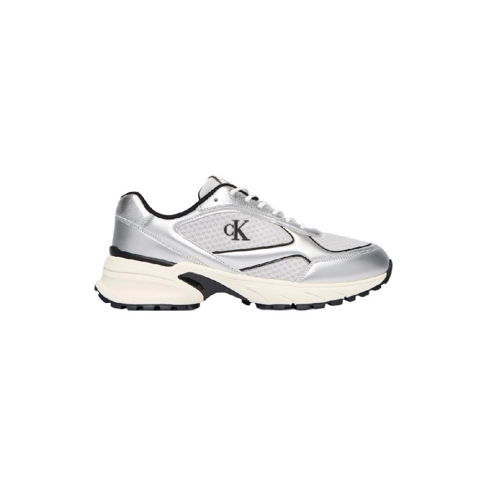CALVIN KLEIN HIKE RUNNER LACEUP MESH MIX MET ΠΑΠΟΥΤΣΙ ΑΝΔΡΙΚΟ SILVER