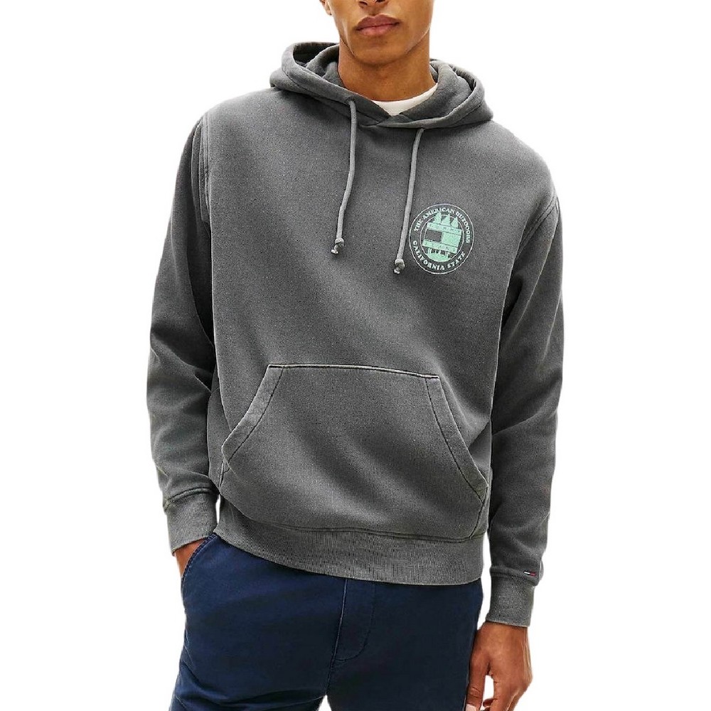 TOMMY JEANS REG WASHED NOV HOOD ΦΟΥΤΕΡ ΑΝΔΡΙΚΟ WASHED BLACK