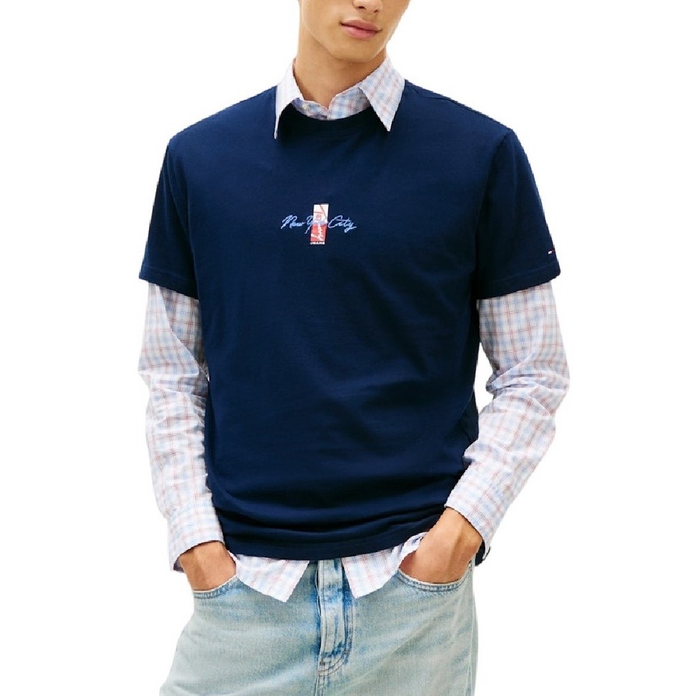 TOMMY JEANS REG SIGN BLOCK T-SHIRT ΜΠΛΟΥΖΑ ΑΝΔΡΙΚΗ NAVY