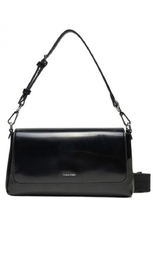CALVIN KLEIN MUST CONV SHOULDER BAG_SHINY ΤΣΑΝΤΑ ΓΥΝΑΙΚΕΙΑ BLACK