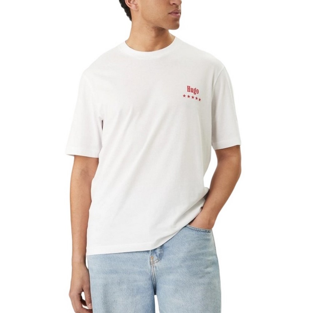 HUGO BOSS JERSEY NUCAVO T-SHIRT ΜΠΛΟΥΖΑ ΑΝΔΡΙΚΗ WHITE