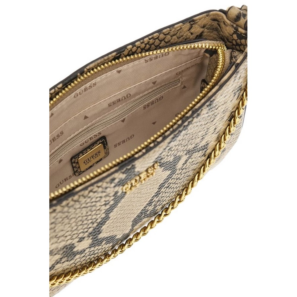 GUESS KATEY MINI TOP ZIP SHLDER BAG ΤΣΑΝΤΑ ΓΥΝΑΙΚΕΙΑ SNAKE PRINT