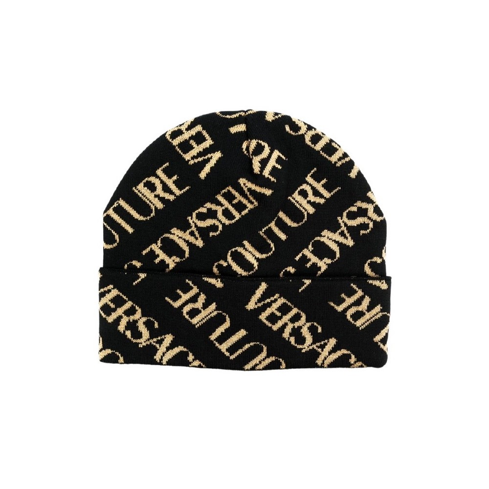 VERSACE JEANSCOUTURE MEDIUM BEANIE CIRCONFERENZA ΣΚΟΥΦΟΣ ΑΝΔΡΙΚΟΣ BLACK/GOLD