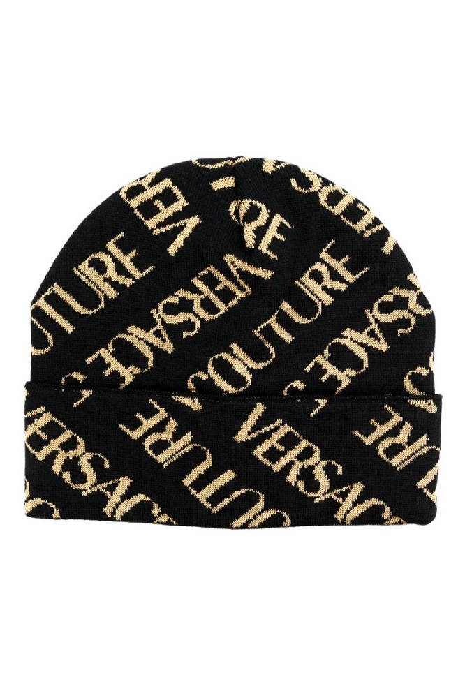 VERSACE JEANSCOUTURE BEANIE CIRCONFERENZA ΣΚΟΥΦΟΣ ΑΝΔΡΙΚΟΣ BLACK/GOLD