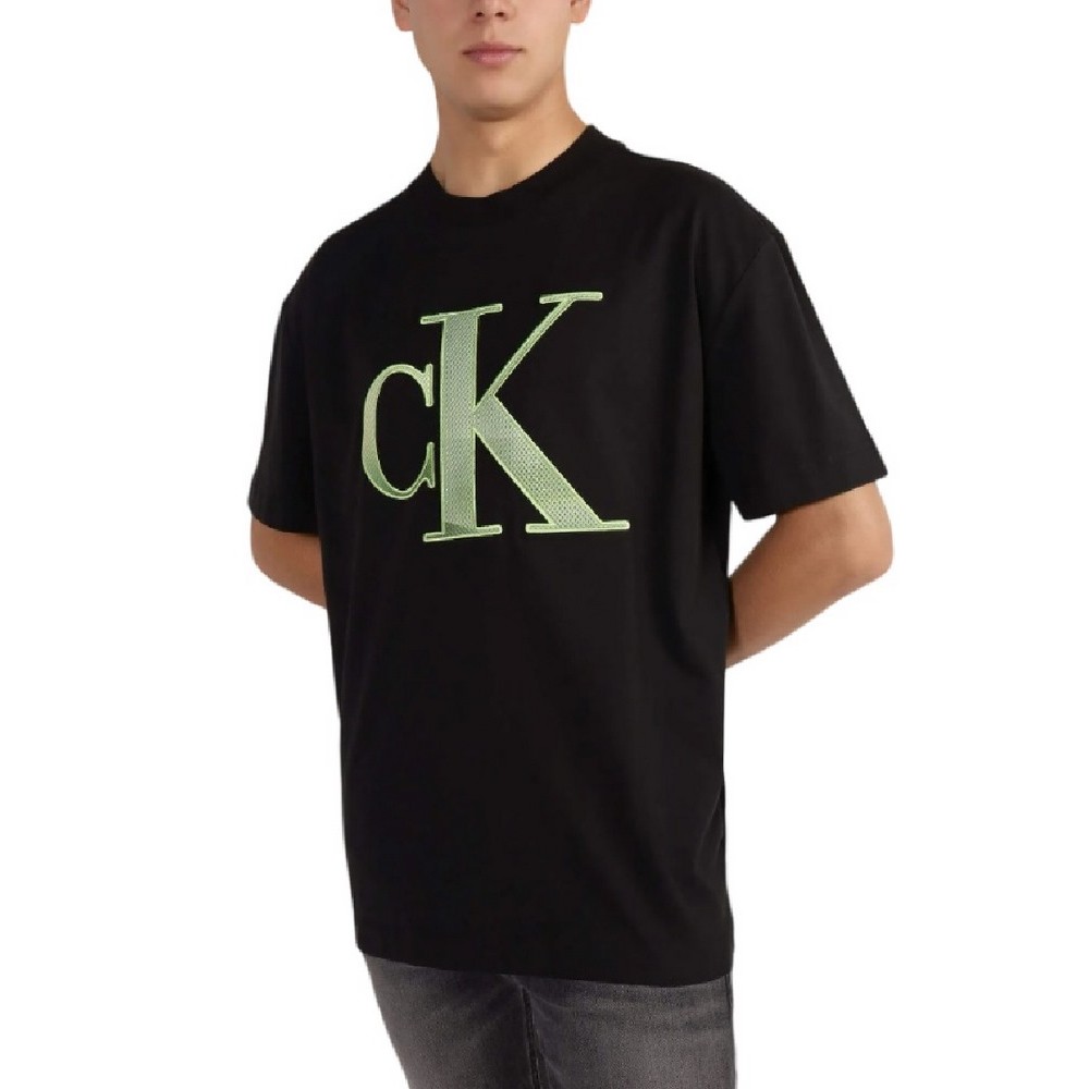 CALVIN KLEIN JEANS PERFORATED MONOLOGO ΜΠΛΟΥΖΑ T-SHIRT ΑΝΔΡΙΚΗ BLACK