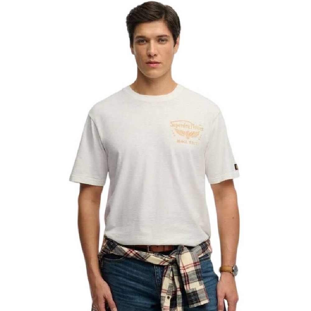 SUPERDRY D3 OVIN HERITAGE BIKER LOOSE T-SHIRT ΜΠΛΟΥΖΑ ΑΝΔΡΙΚΗ OFF WHITE
