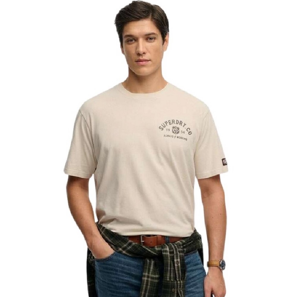 SUPERDRY D3 OVIN HERITAGE BIKER LOOSE T-SHIRT ΜΠΛΟΥΖΑ ΑΝΔΡΙΚΗ BEIGE