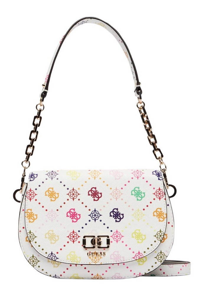 GUESS EMELIE LOGO FLAP SHOULDER BAG ΤΣΑΝΤΑ ΓΥΝΑΙΚΕΙΑ MULTI