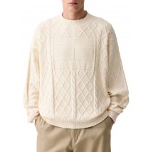 TOMMY JEANS RLX FLAG CABLE SWEATER EXT ΜΠΛΟΥΖΑ ΠΛΕΚΤΗ ΑΝΔΡΙΚΗ CREAMY WHITE
