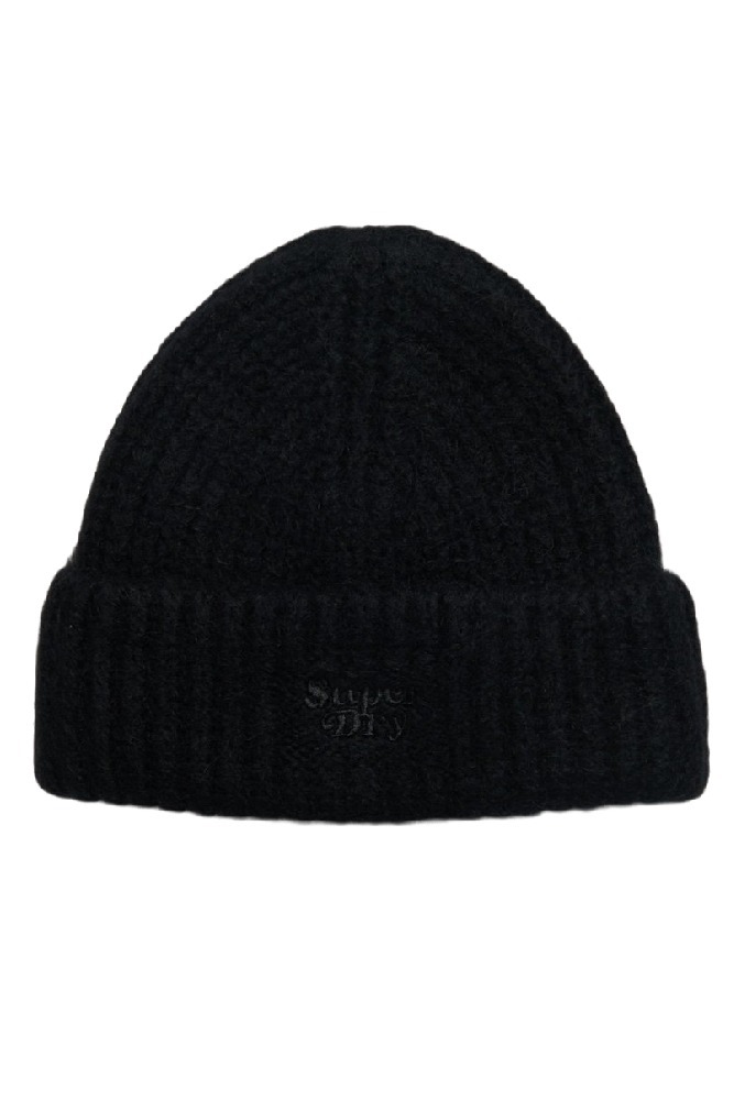 SUPERDRY D3 SDRY RIB KNIT BEANIE HAT ΣΚΟΥΦΟΣ  ΓΥΝΑΙΚΕΙΟΣ BLACK