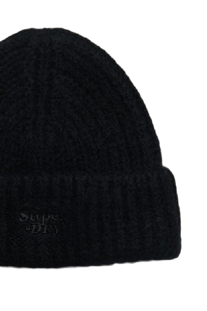 SUPERDRY D3 SDRY RIB KNIT BEANIE HAT ΣΚΟΥΦΟΣ  ΓΥΝΑΙΚΕΙΟΣ BLACK