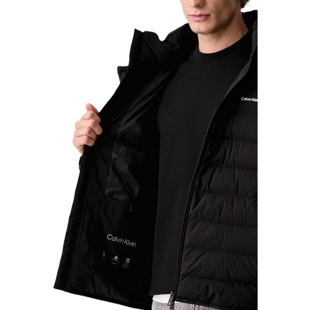 CALVIN KLEIN LTWT NYLON HOODED PUFFER JKT ΜΠΟΥΦΑΝ ΑΝΔΡΙΚΟ BLACK