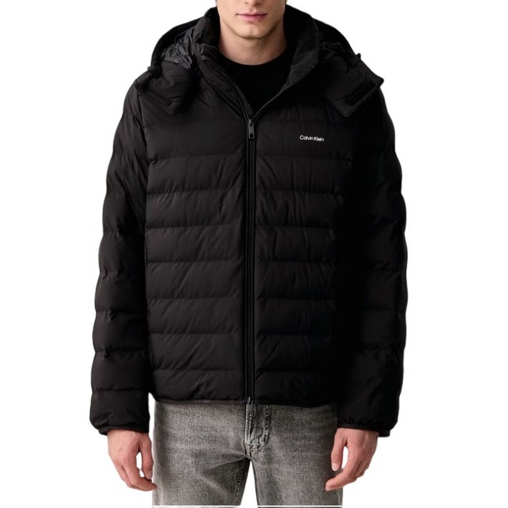 CALVIN KLEIN LTWT NYLON HOODED PUFFER JKT ΜΠΟΥΦΑΝ ΑΝΔΡΙΚΟ BLACK