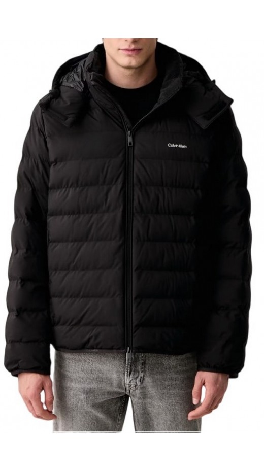 CALVIN KLEIN LTWT NYLON HOODED PUFFER JKT ΜΠΟΥΦΑΝ ΑΝΔΡΙΚΟ BLACK
