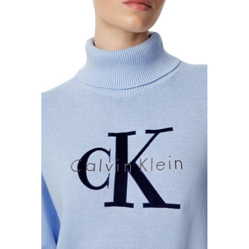 CALVIN KLEIN JEANS LS LOGO TNECK PULLOVER ΜΠΛΟΥΖΑ ΠΛΕΚΤΗ ΓΥΝΑΙΚΕΙΑ CIEL