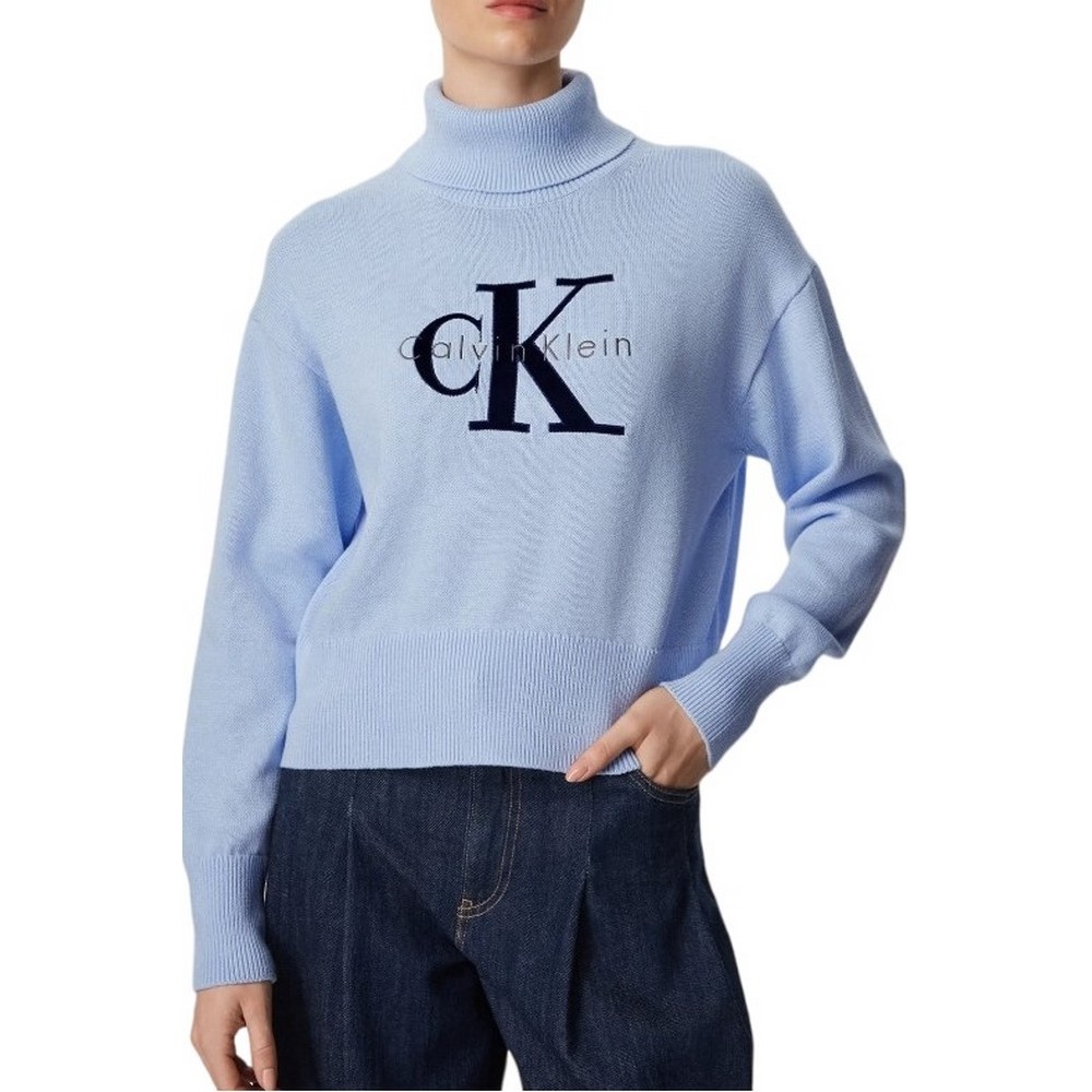 CALVIN KLEIN JEANS LS LOGO TNECK PULLOVER ΜΠΛΟΥΖΑ ΠΛΕΚΤΗ ΓΥΝΑΙΚΕΙΑ CIEL