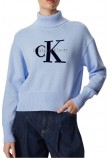 CALVIN KLEIN JEANS LS LOGO TNECK PULLOVER ΜΠΛΟΥΖΑ ΠΛΕΚΤΗ ΓΥΝΑΙΚΕΙΑ CIEL