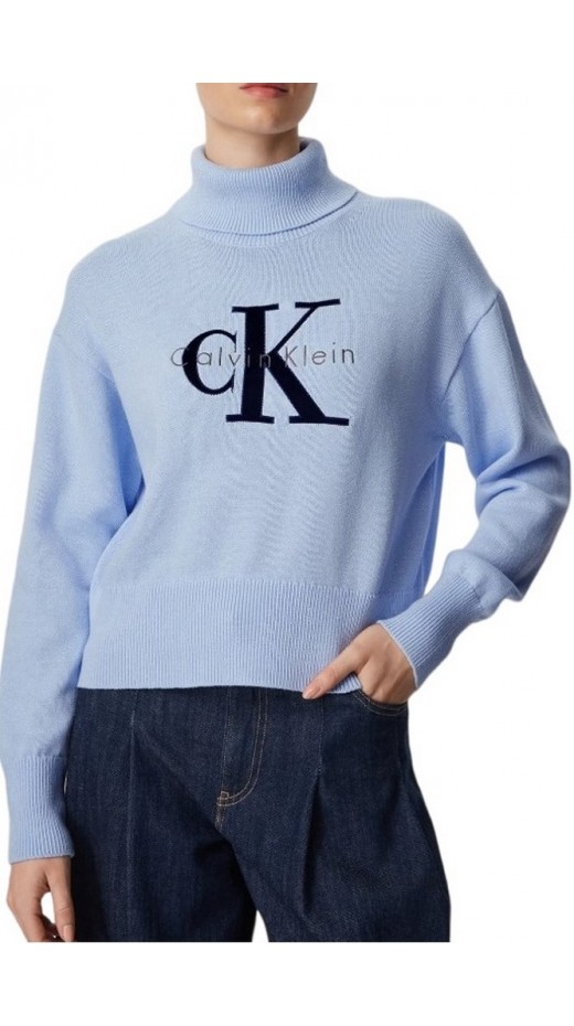 CALVIN KLEIN JEANS LS LOGO TNECK PULLOVER ΜΠΛΟΥΖΑ ΠΛΕΚΤΗ ΓΥΝΑΙΚΕΙΑ CIEL