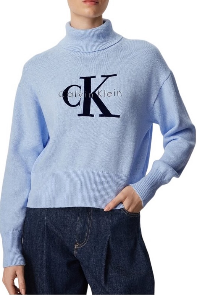CALVIN KLEIN JEANS LS LOGO TNECK PULLOVER ΜΠΛΟΥΖΑ ΠΛΕΚΤΗ ΓΥΝΑΙΚΕΙΑ CIEL